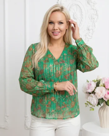 Bluza eleganta verde cu detalii ...