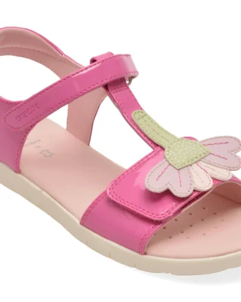 Sandale GEOX fucsia, J65P1C, din piele ecologica lacuita
