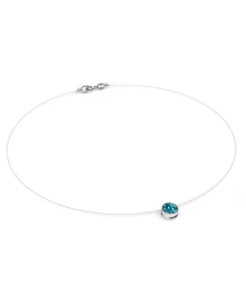 Colier fir transparent cu Cristal Swarovski in Caseta din Argint 925, reglabil, Turcoaz