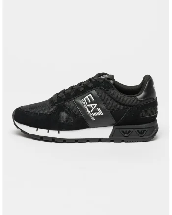 Pantofi sport cu insertii de piele intoarsa, Negru