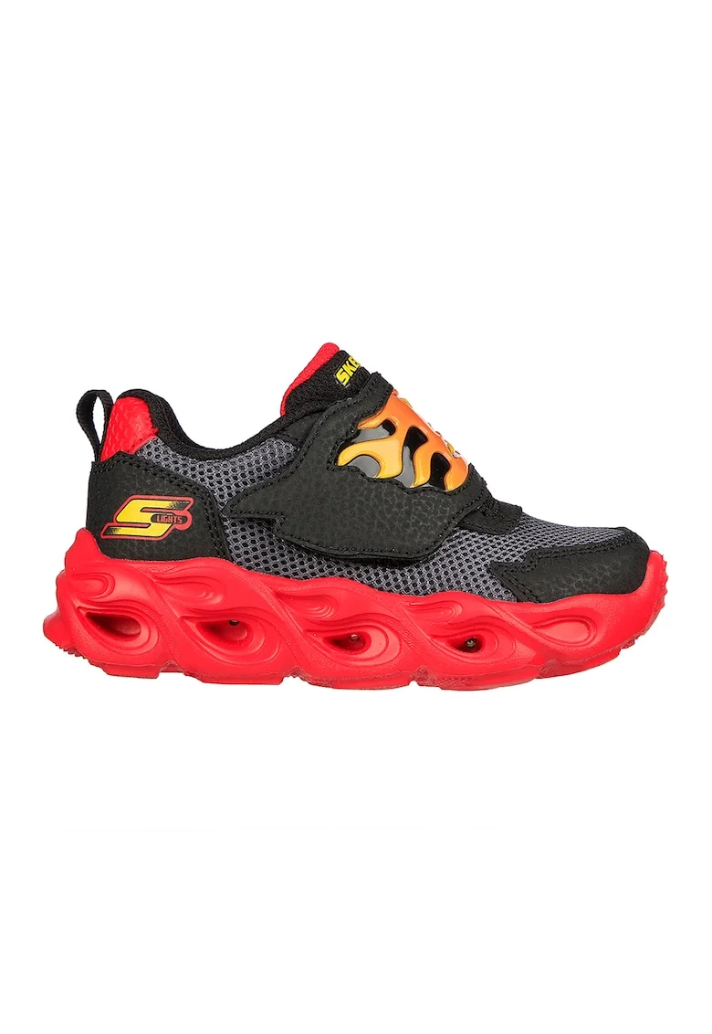 Pantofi sport cu velcro si LED-uri Thermo-Flash - Flame, Rosu/Negru