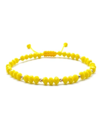 Bratara cu bile AUR 14K si Cristale galbene, reglabila, unisex