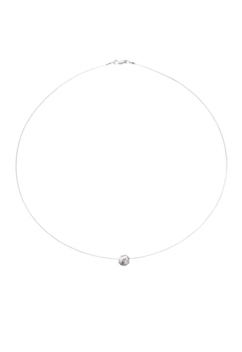 Colier fir transparent cu piatra naturala Howlit si Argint 925, reglabil