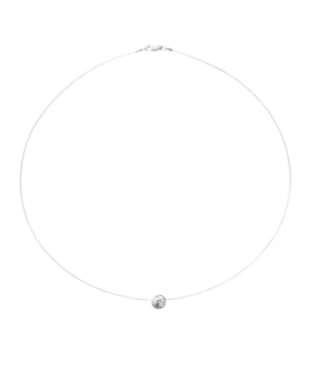 Colier fir transparent cu piatra naturala Howlit si Argint 925, reglabil