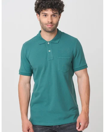 Tricou polo cu buzunar pe piept, Verde englez