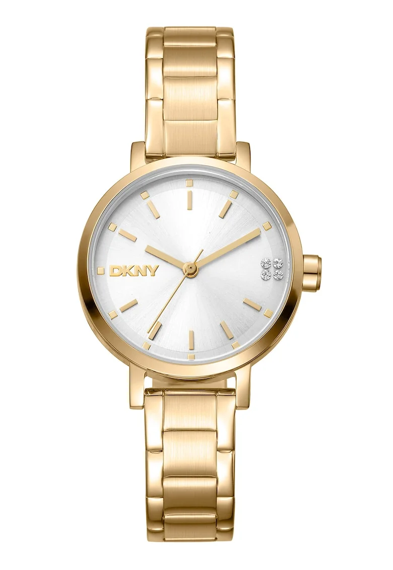 Ceas quartz cu logo pe cadran, Auriu