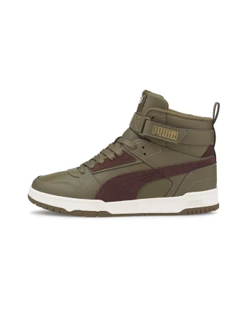 Pantofi sport mid-high de piele si piele ecologica RBD Game WTR, Kaki