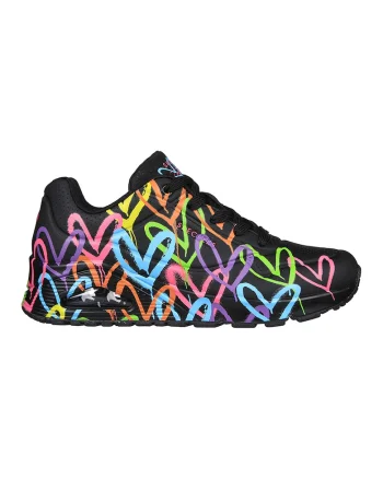 Pantofi sport de piele ecologica cu imprimeu contrastant Uno-Highlight Love, Negru/Albastru
