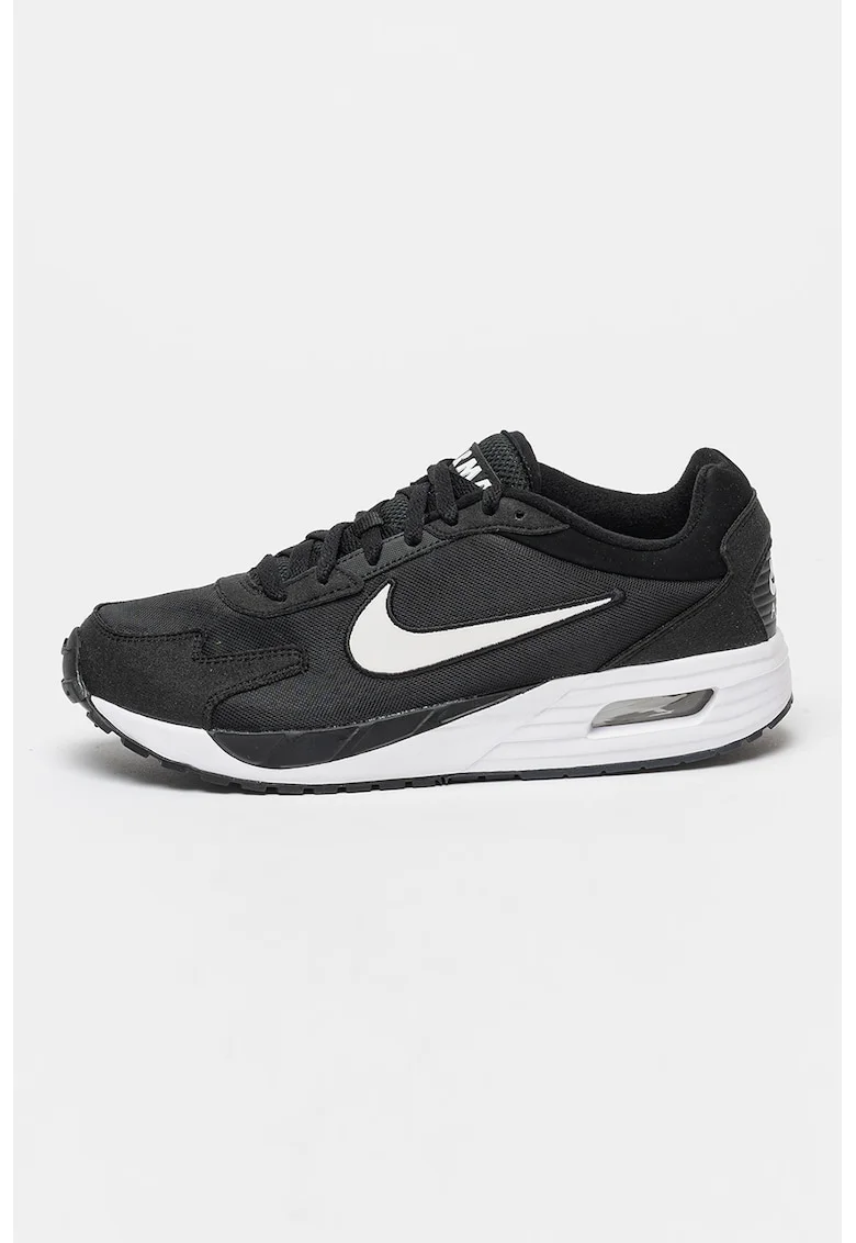 Pantofi sport cu insertii de plasa Air Max Solo, Negru stins/Alb optic