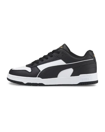 Pantofi sport de piele ecologica si piele RBD Game, Alb/Auriu/Negru