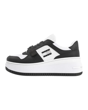 Pantofi sport din piele cu velcro, Alb/Negru