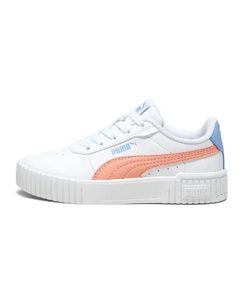 Pantofi sport de piele ecologica Carina, Alb/Piersica