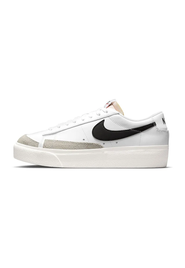 Pantofi sport low-cut de piele cu garnituri de piele intoarsa Blazer, Alb/Negru