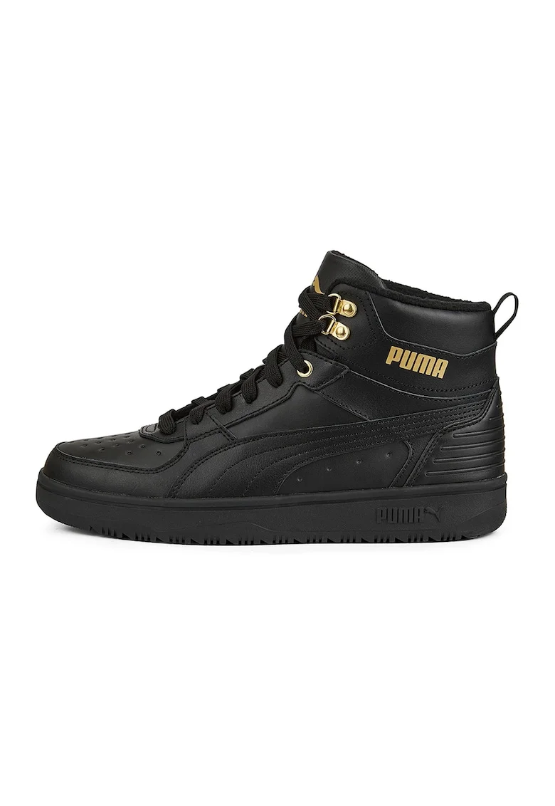 Pantofi sport mid-high de piele si piele ecologica Rebound Rugged, Auriu/Negru stins