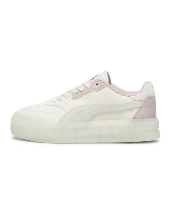 Pantofi sport de piele ecologica Cali Court, Alb murdar