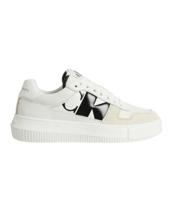 Pantofi sport de piele cu garnituri de piele intoarsa, Alb/Bej deschis