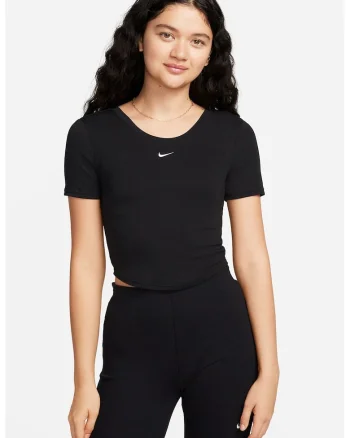 Tricou crop cu logo, Negru
