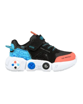 Pantofi sport cu inchidere velcro Lil Gametronix, Negru/Portocaliu/Albastru