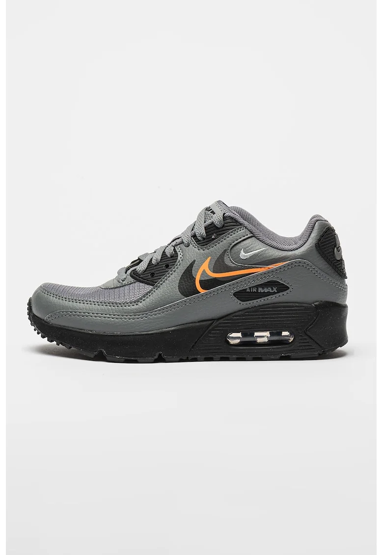 Pantofi sport cu insertii din plasa Air Max 90, Negru/Gri inchis