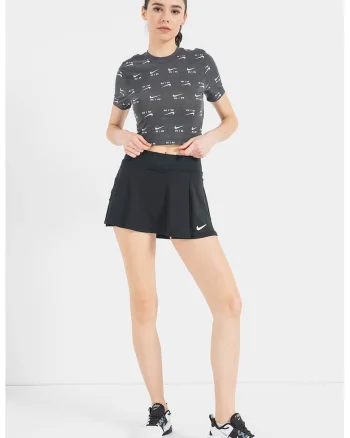 Tricou crop slim fit Air, Alb/Gri inchis melange