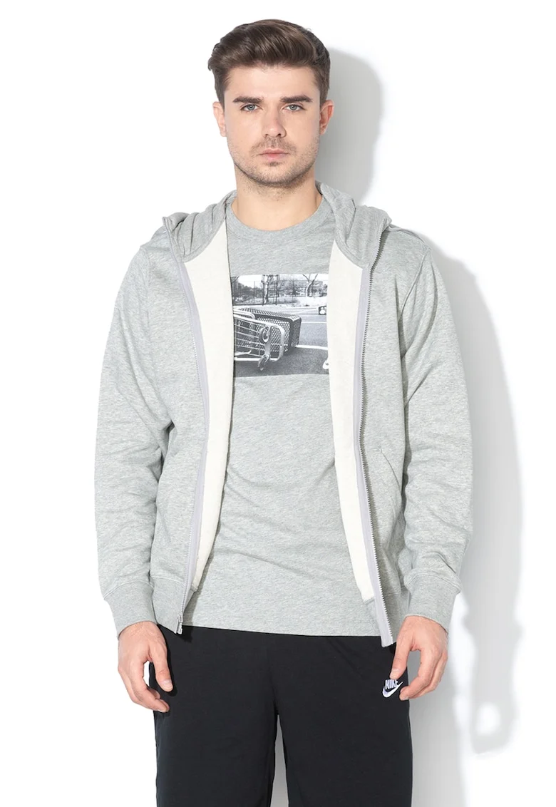 Hanorac cu fermoar Sportswear Club, Gri melange
