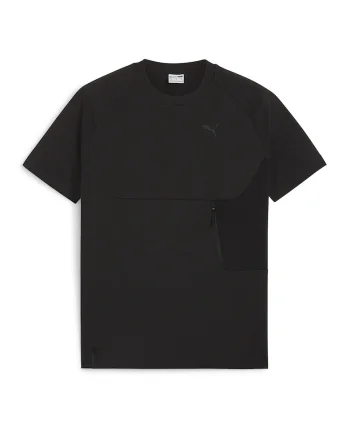 Tricou cu decolteu la baza gatului si maneci raglan Tech, Negru
