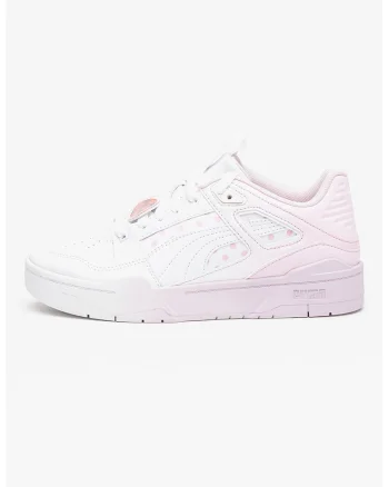 Pantofi sport din piele ecologica cu detalii cu buline, Alb/Roz