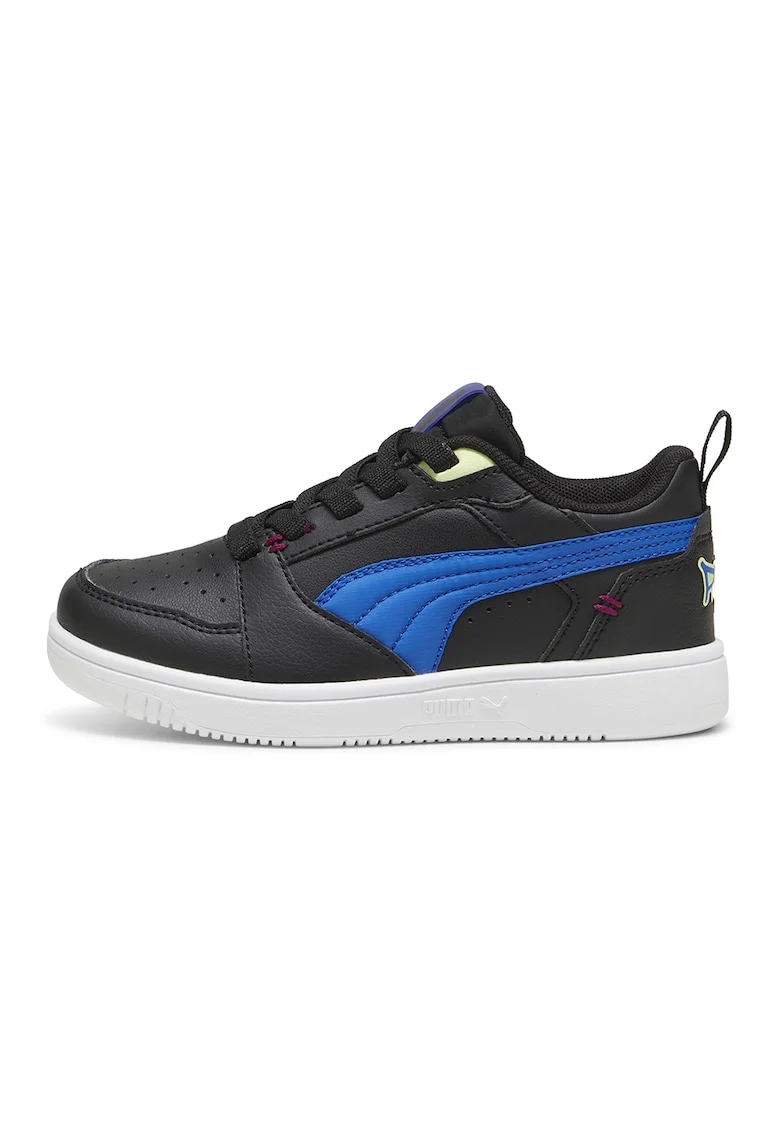 Pantofi sport din piele ecologica cu segmente din material textil Rebound, Negru/Albastru royal