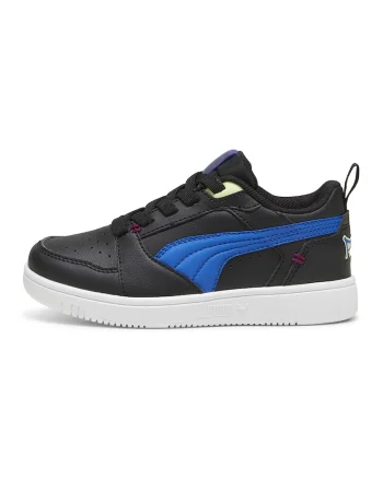 Pantofi sport din piele ecologica cu segmente din material textil Rebound, Negru/Albastru royal
