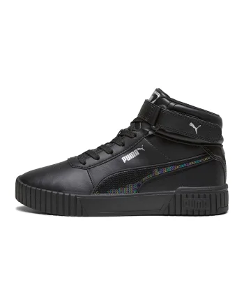 Pantofi sport mid-high de piele ecologica si piele Carina 2.0, Negru/Gri