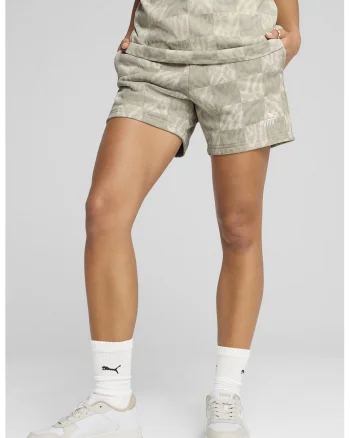 Pantaloni scurti cu imprimeu si snur de ajustare, Bej deschis
