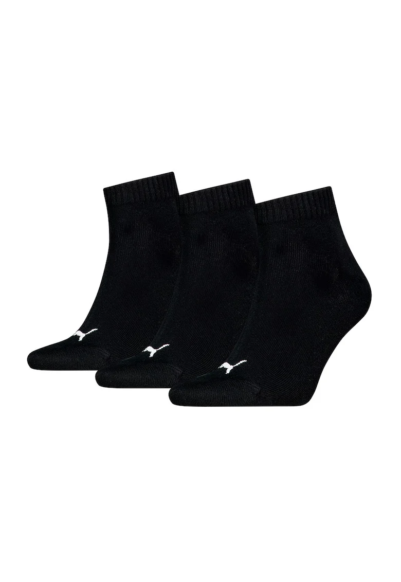 Set de sosete scurte unisex cu detalii logo - 3 perechi, Alb/Negru
