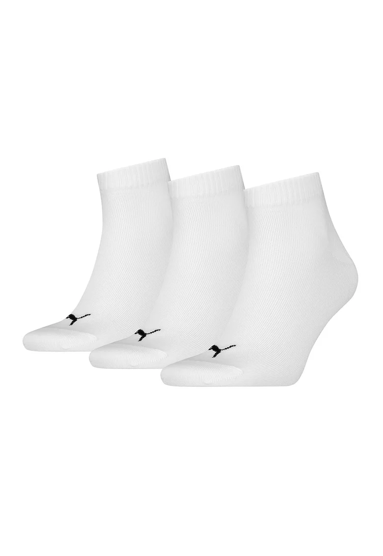 Set de sosete scurte unisex cu detalii logo - 3 perechi, Negru/Alb murdar