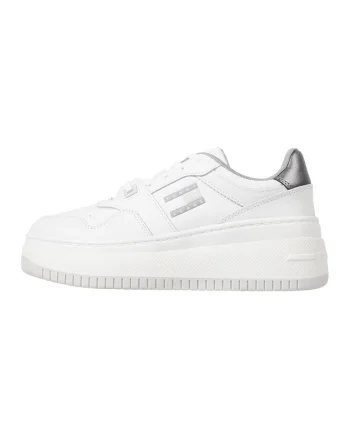 Pantofi sport de piele cu detalii din material sintetic, Alb/Gri
