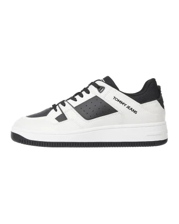 Pantofi sport de piele si piele ecologica, Alb/Negru