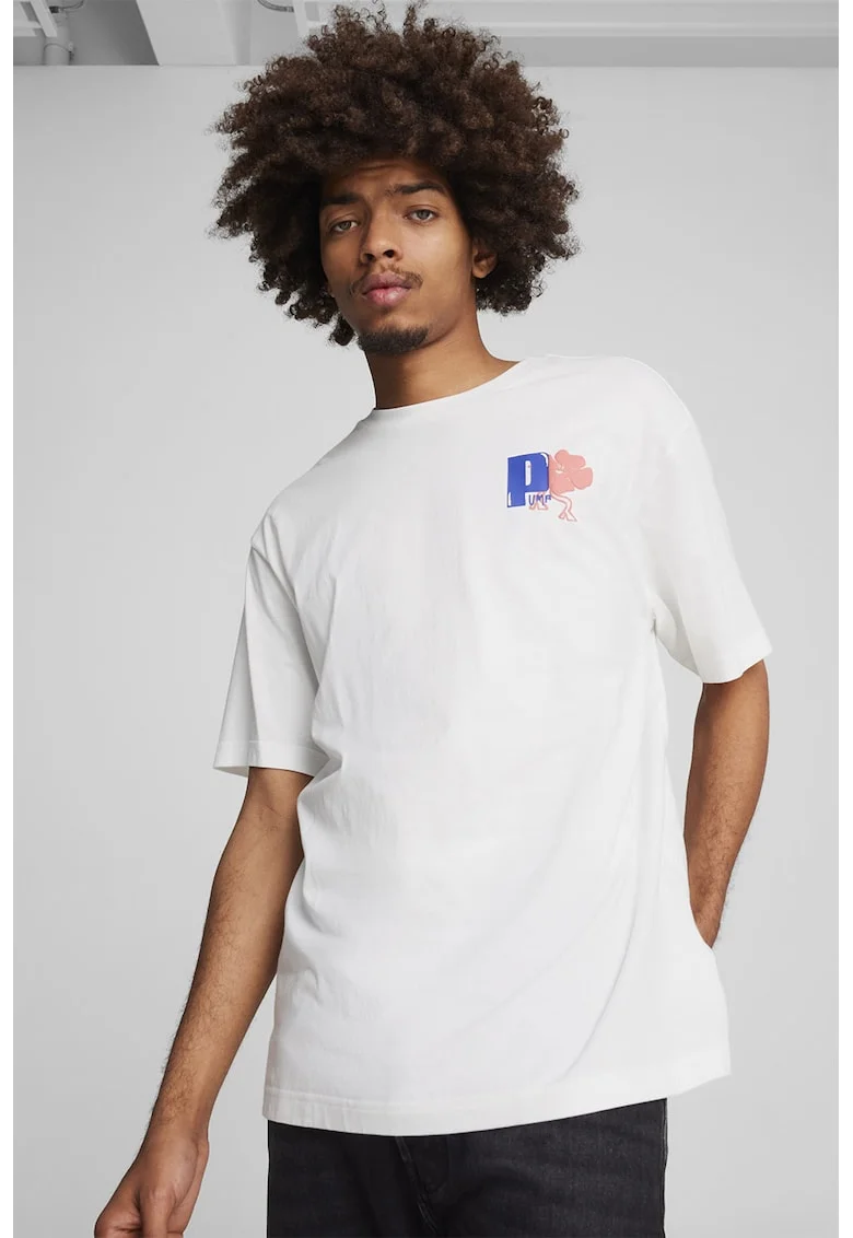 Tricou relaxed fit Graphics Growth, Roz somon/Alb optic/Albastru