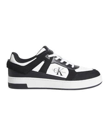 Pantofi sport de piele si piele intoarsa, Negru/Alb optic