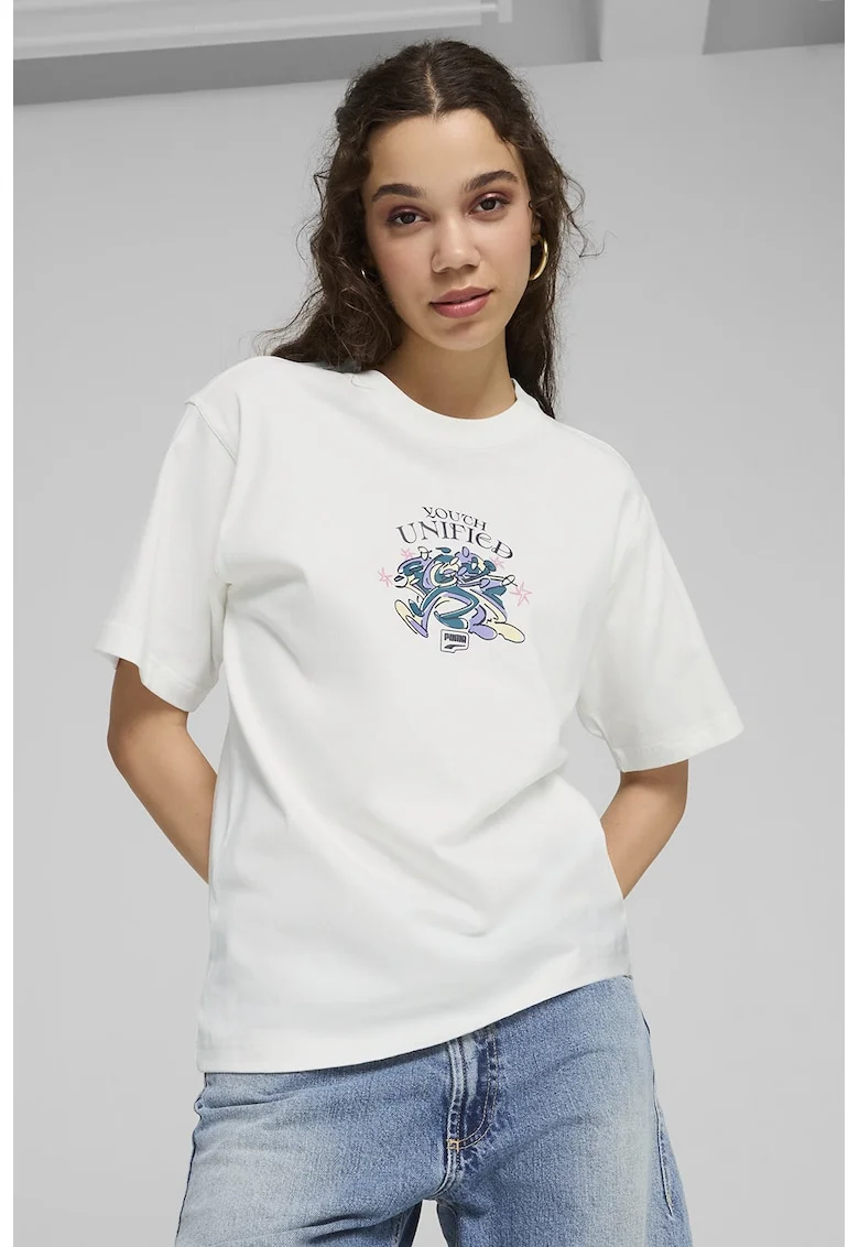 Tricou relaxed fit Downtown, Alb
