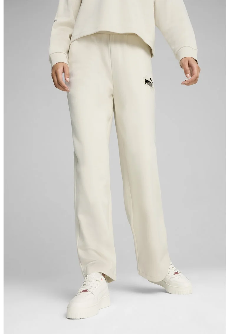 Pantalonoi de trening cu talie inalta ESS+CLASS, Alb murdar