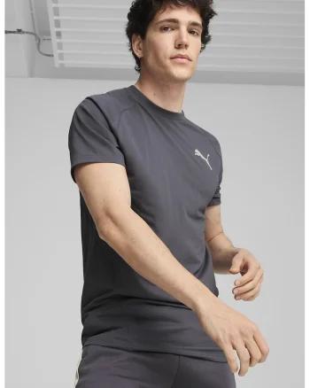 Tricou cu maneci raglan si dryCELL Evostripe, Gri inchis