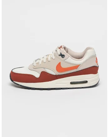 Pantofi sport din piele nabuc cu aspect contrastant Air Max, Alb/Rosu inchis/Bej deschis