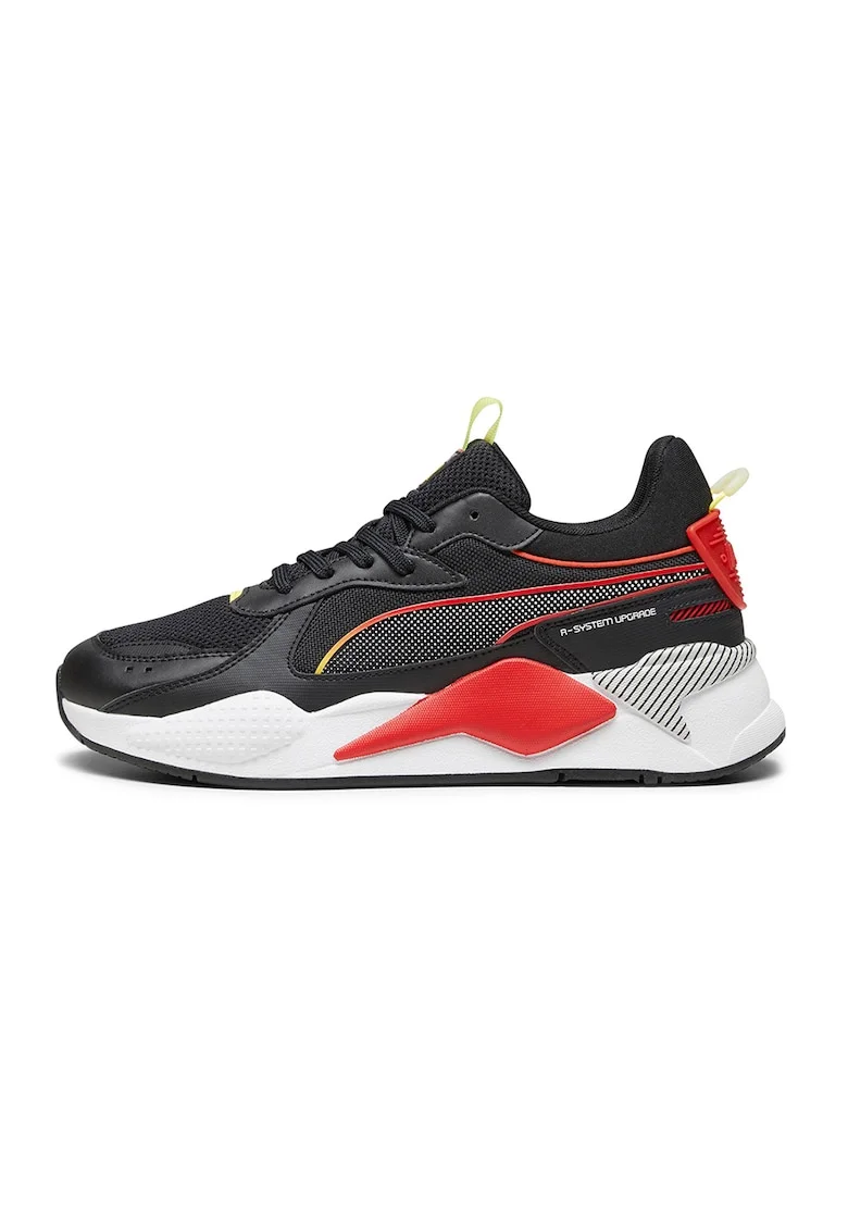 Pantofi sport de piele ecologica cu garnituri de plasa RS-X, Rosu/Negru/Galben
