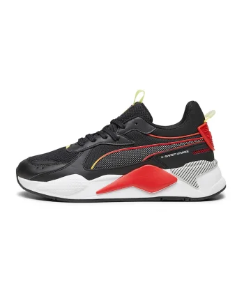 Pantofi sport de piele ecologica cu garnituri de plasa RS-X, Rosu/Negru/Galben
