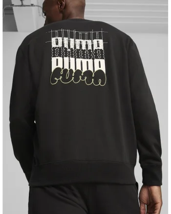 Bluza de trening cu decolteu la baza gatului Classics Brand Love, Alb/Negru
