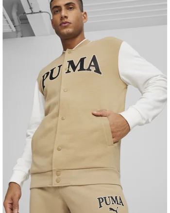 Jacheta Varsity cu imprimeu logo Squad, Alb/Bej