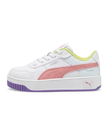 Pantofi sport de piele ecologica Carina Street, Alb/Coral