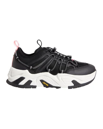 Pantofi sport cu garnituri de piele ecologica, Negru/Roz