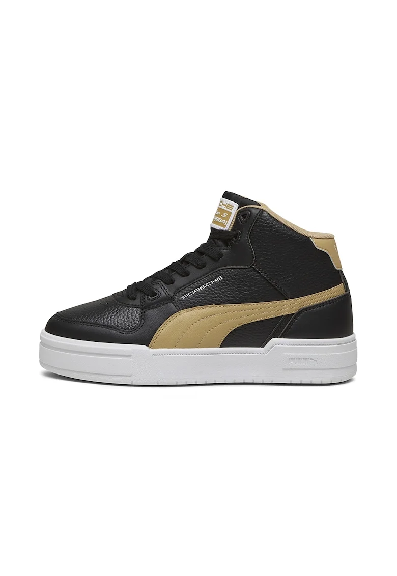 Pantofi sport unisex mid-high de piele ecologica CA Pro, Negru/Maro deschis