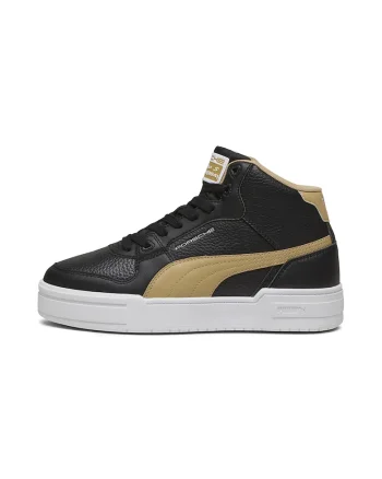 Pantofi sport unisex mid-high de piele ecologica CA Pro, Negru/Maro deschis