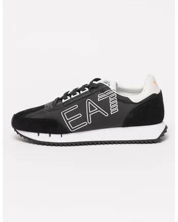 Pantofi sport low-top unisex cu garnituri din piele intoarsa, Alb/Negru